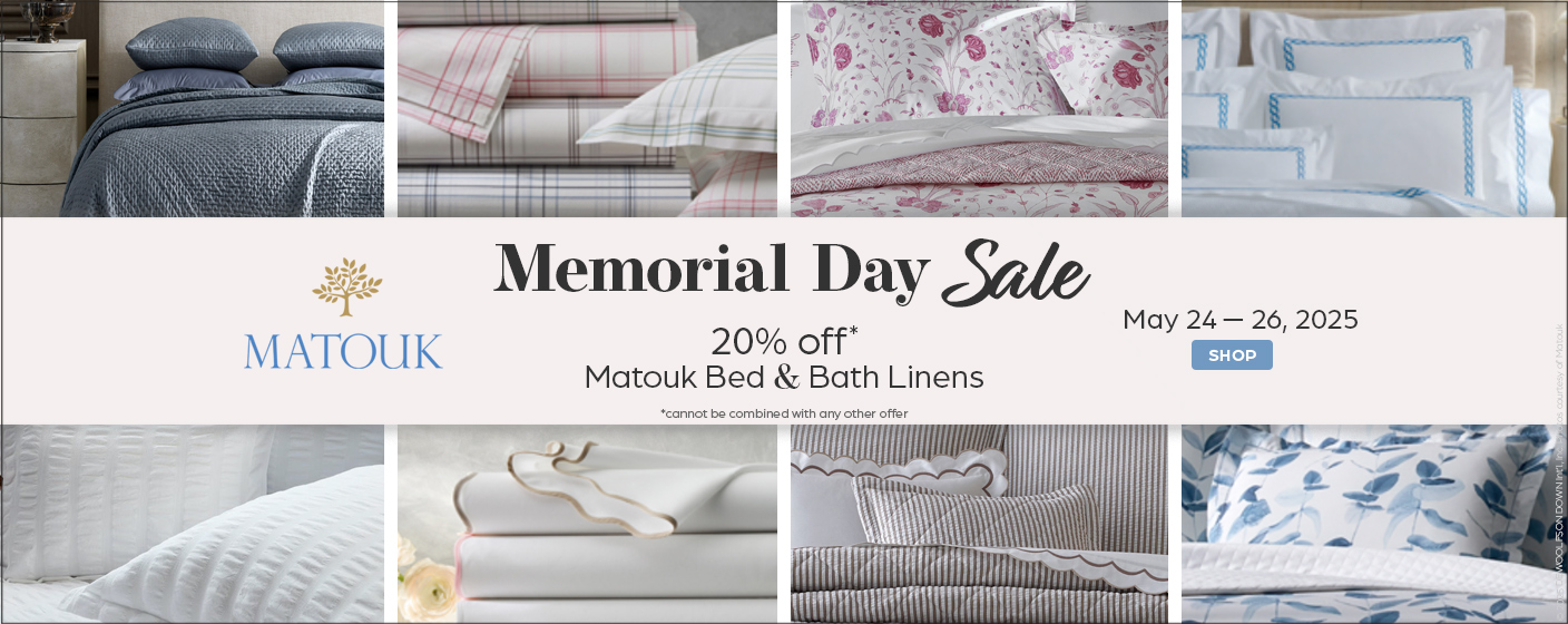 20% off bed & bath linens May 24-26, 2025