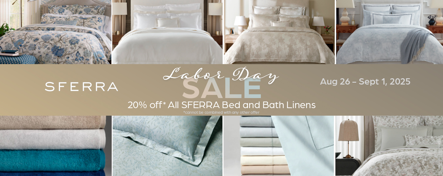 20% off bed & bath linens Aug 26 - Sept 1, 2025
