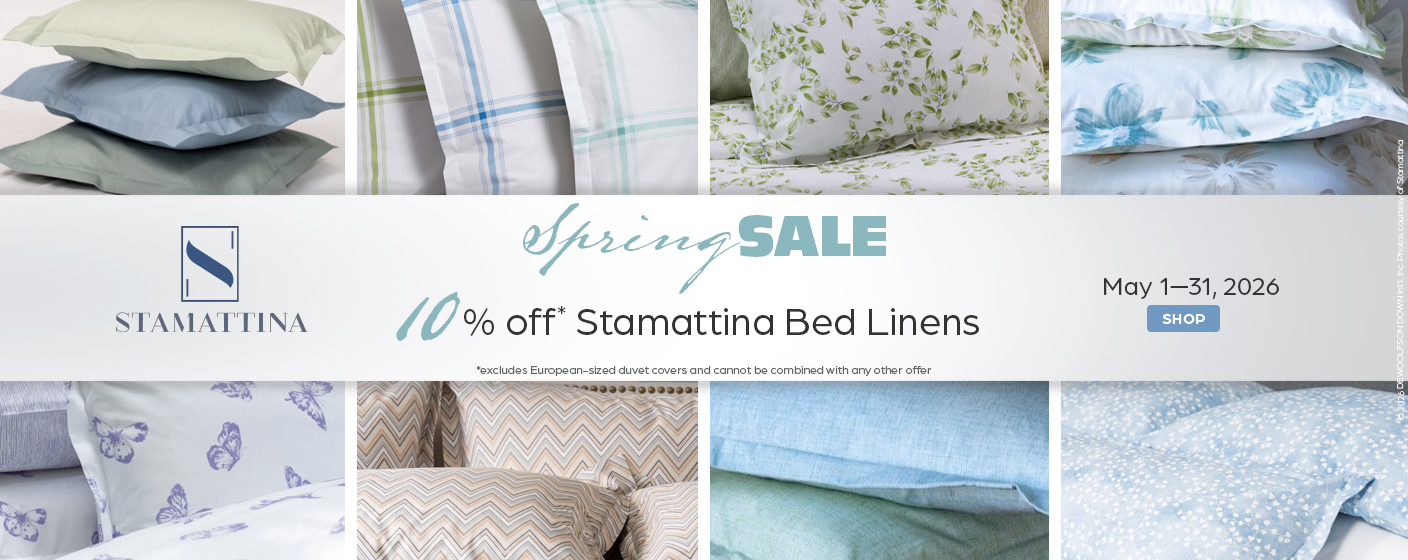 10% Stamattina Bed Linens - excludes Euro-sized duvet covers