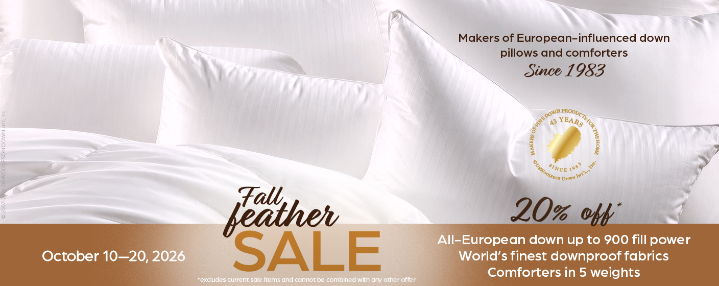 20% off DEWOOLFSON pillows, comforters, and toppers