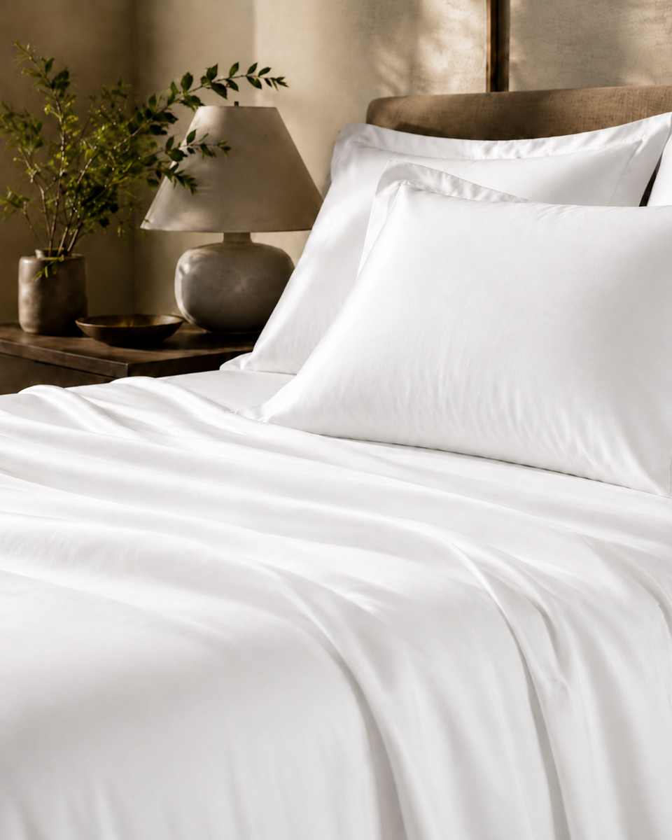 Lustrous luxury cotton sateen bedding